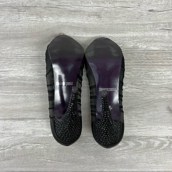 Mixx Shuz Amparo Pumps Size 7.5 Womens Black Mesh Rhinestone Platform High Heels - Picture 6 of 8